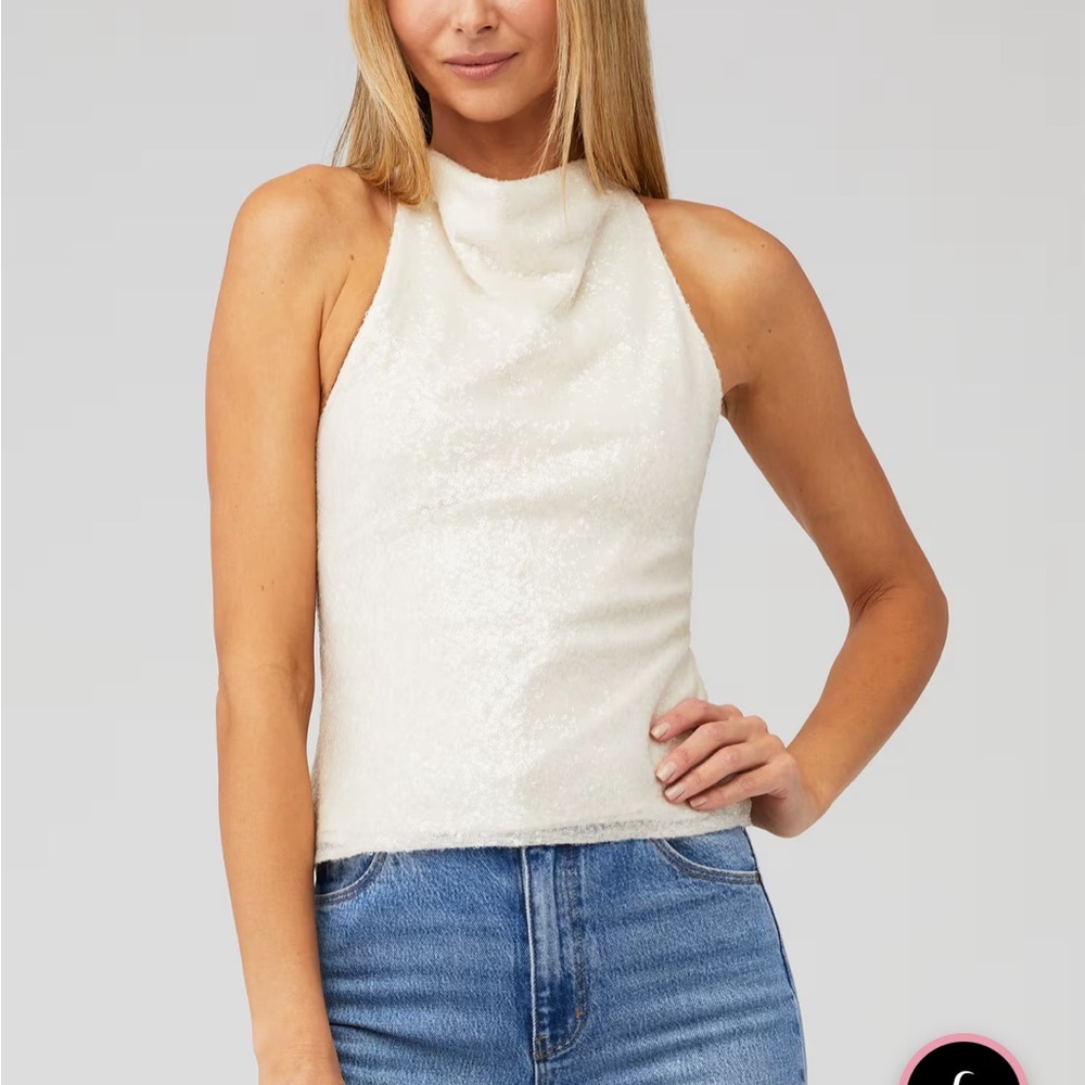 Amanda Uprichard Cream Sequin Camisole